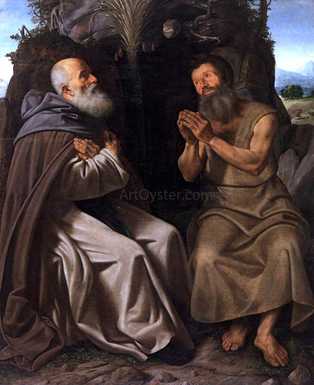 Giovanni Girolamo Savoldo St Anthony Abbot and St Paul - Canvas Print