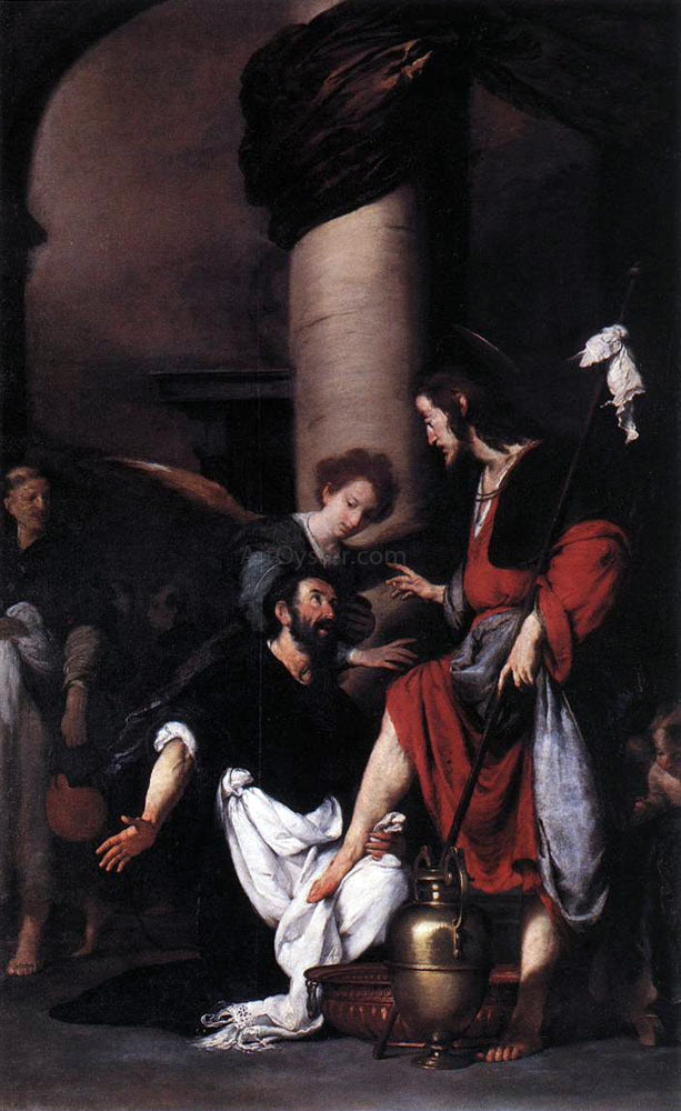 Bernardo Strozzi St Augustine Washing the Feet of Christ - Canvas Print