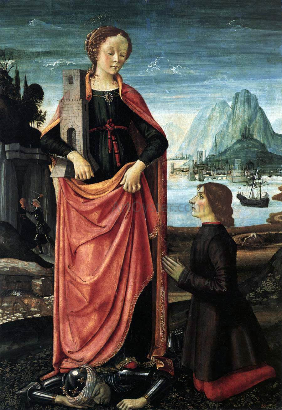Domenico Ghirlandaio St Barbara Crushing her Infidel Father, with a Kneeling Donor - Canvas Print