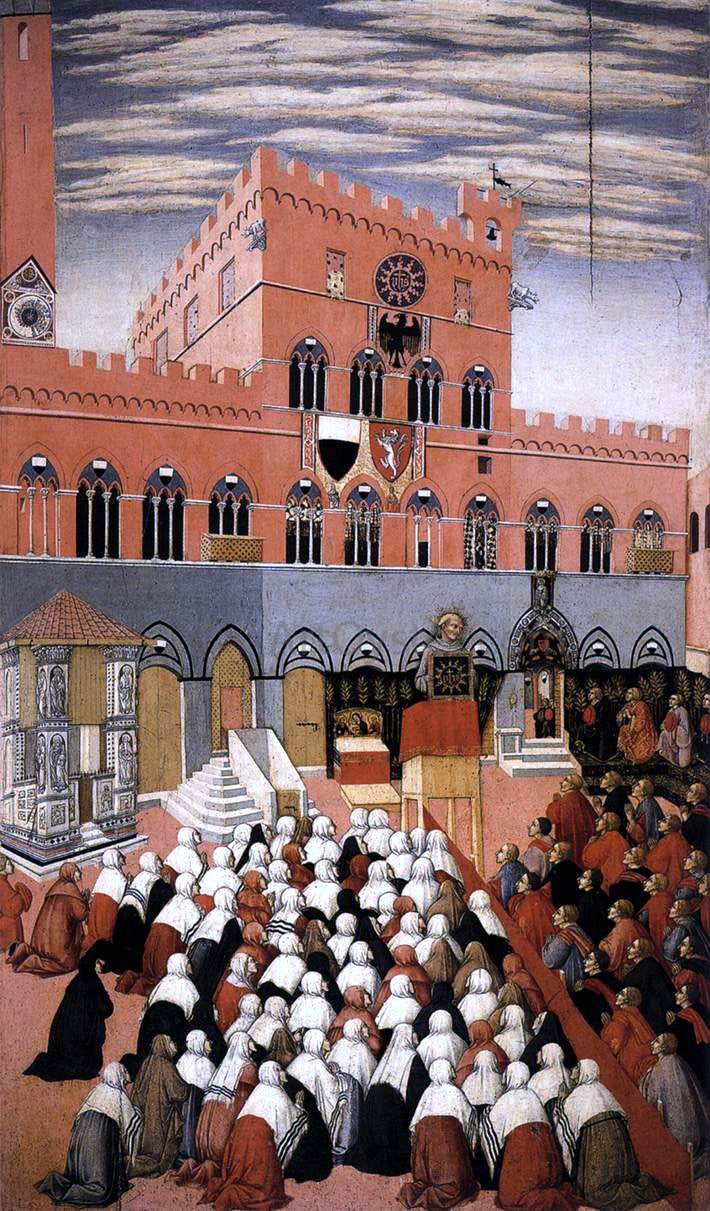 Sano Di Pietro St Bernardino Preaching in the Campo - Canvas Print