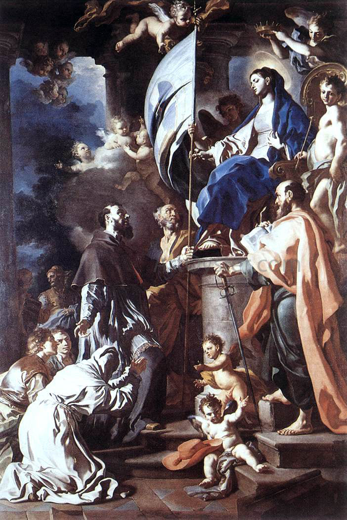 Francesco Solimena St Bonaventura Receiving the Banner of St Sepulchre from the Madonna - Canvas Print