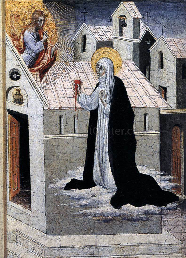 Giovanni Di Paolo St Catherine Exchanging her Heart with Christ - Canvas Print