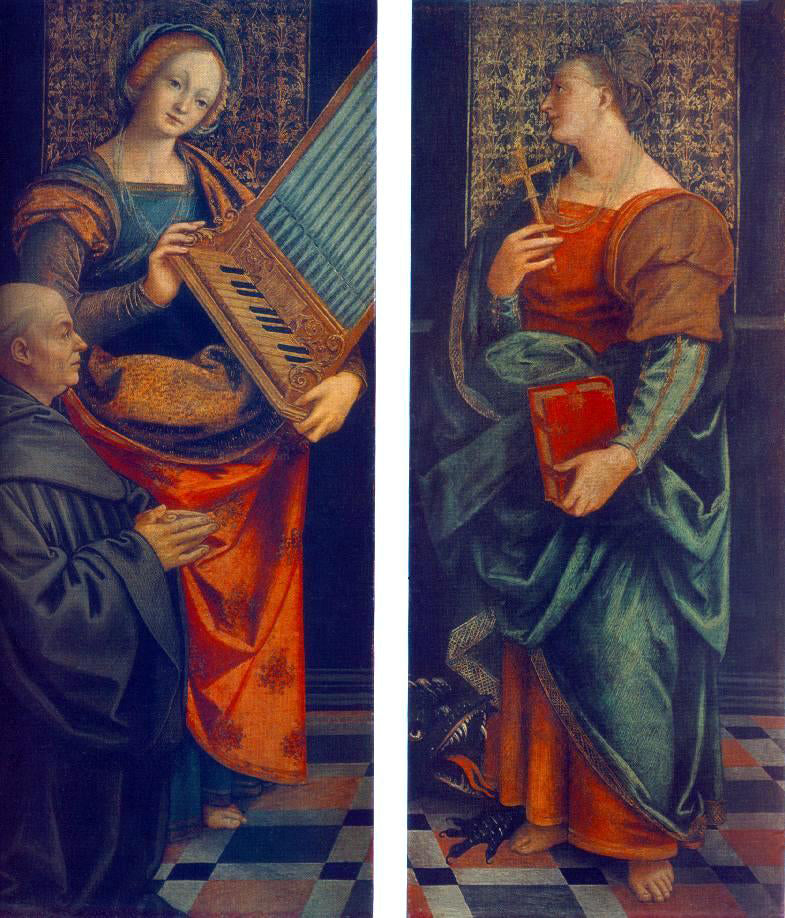 Gaudenzio Ferrari St Cecile with the Donator and St Marguerite - Canvas Print