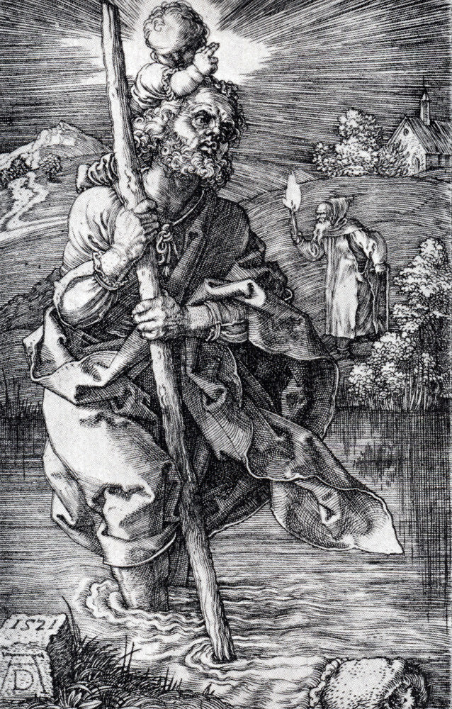 Albrecht Durer St. Christopher Facing To The Right - Canvas Print