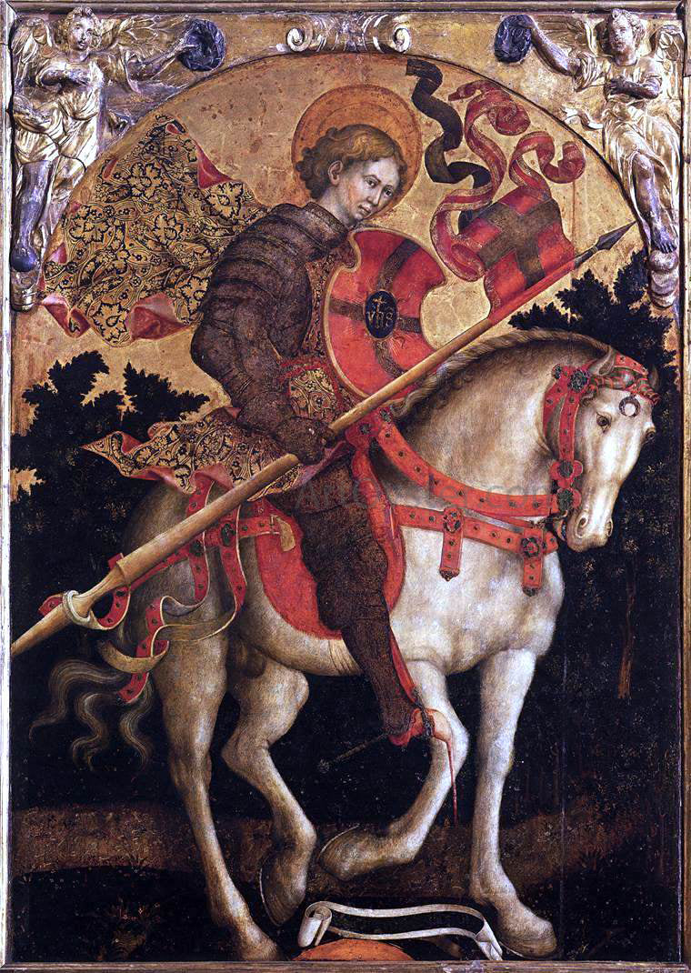 Michele Giambono St Chrysogonus on Horseback - Canvas Print