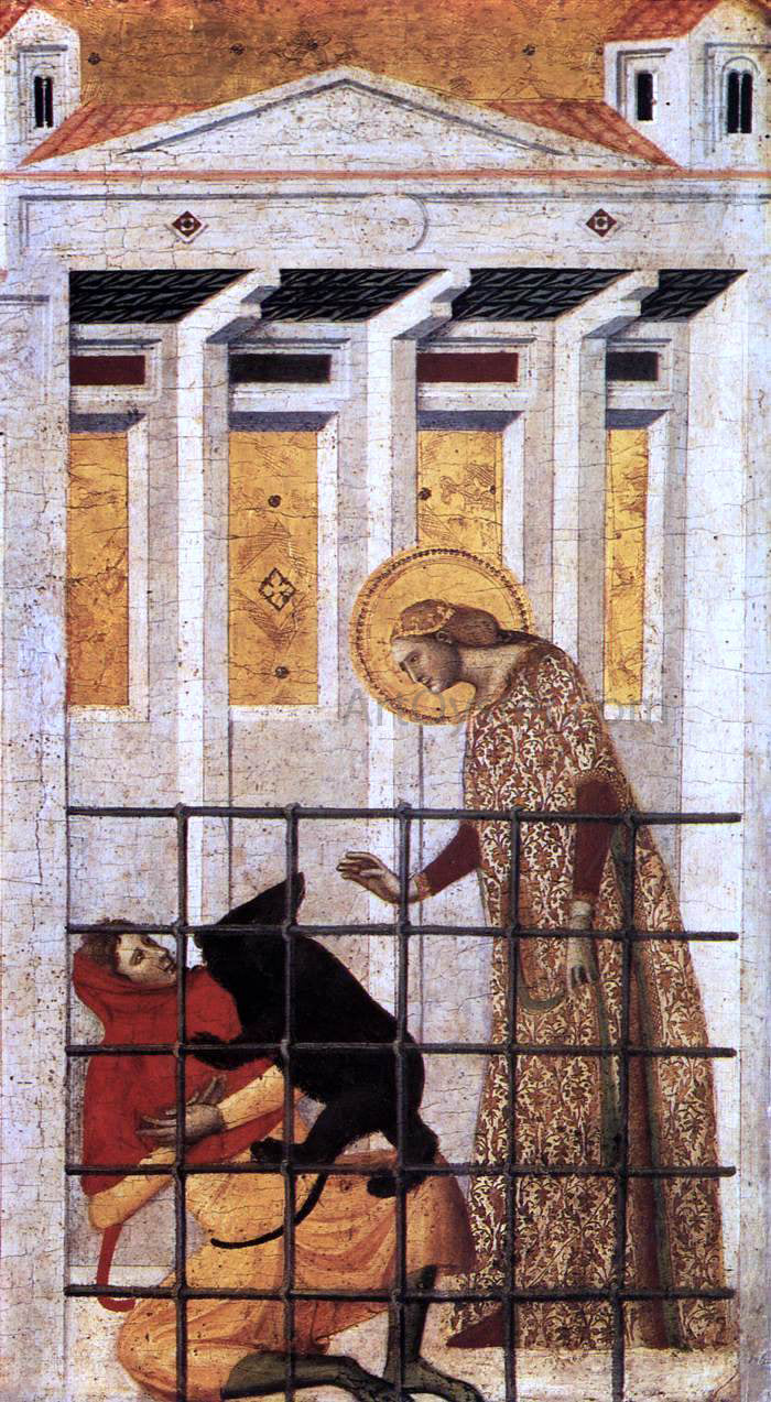 Giovanni Baronzio St Colomba Saved by a Bear (detail) - Canvas Print