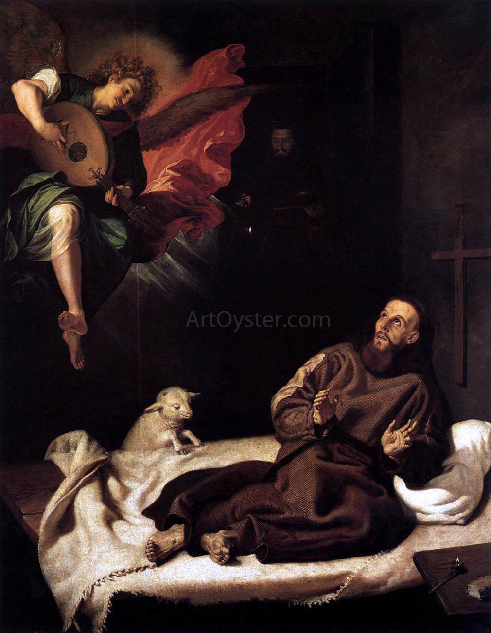 Francisco Ribalta St Francis Comforted by an Angel - Canvas Print