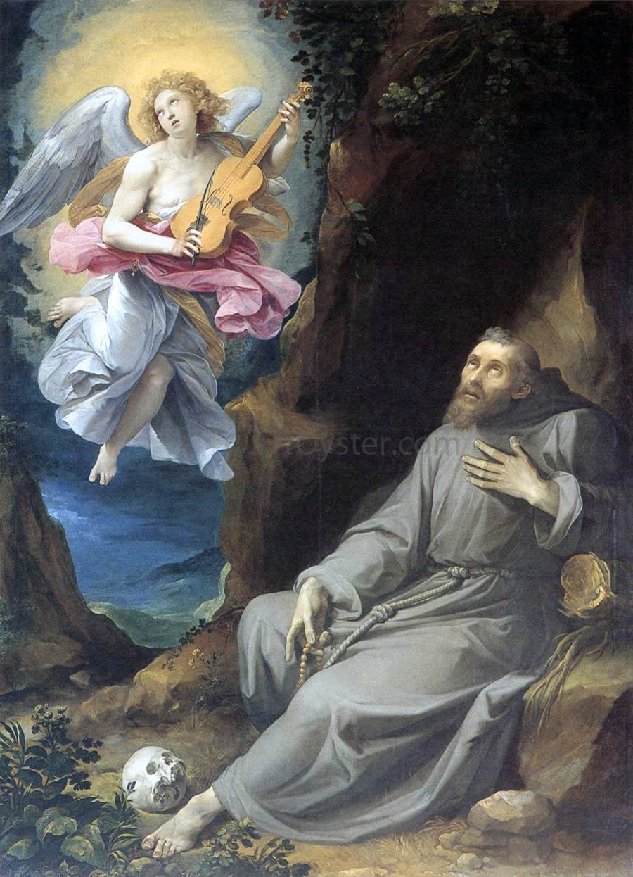 Giuseppe Cesari St Francis Consoled by an Angel - Canvas Print