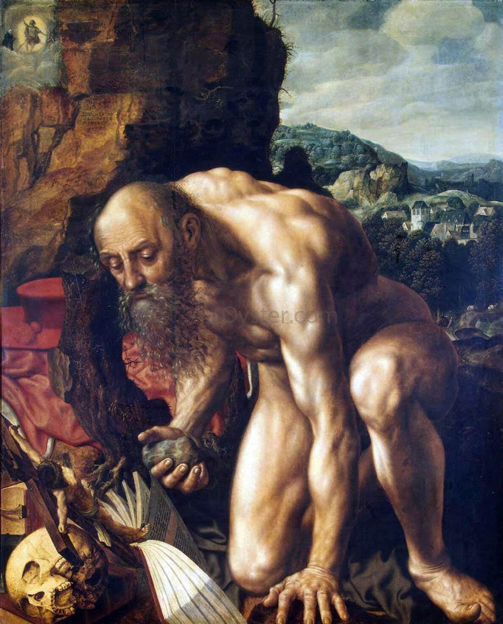 Jan Sanders Van Hemessen St Jerome - Canvas Print