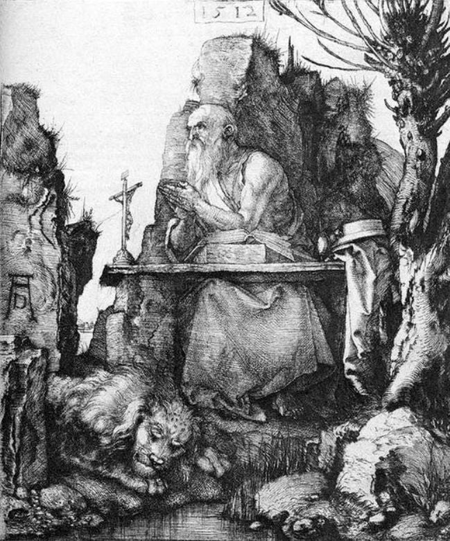 Albrecht Durer St Jerome by the Pollard Willow - Canvas Print