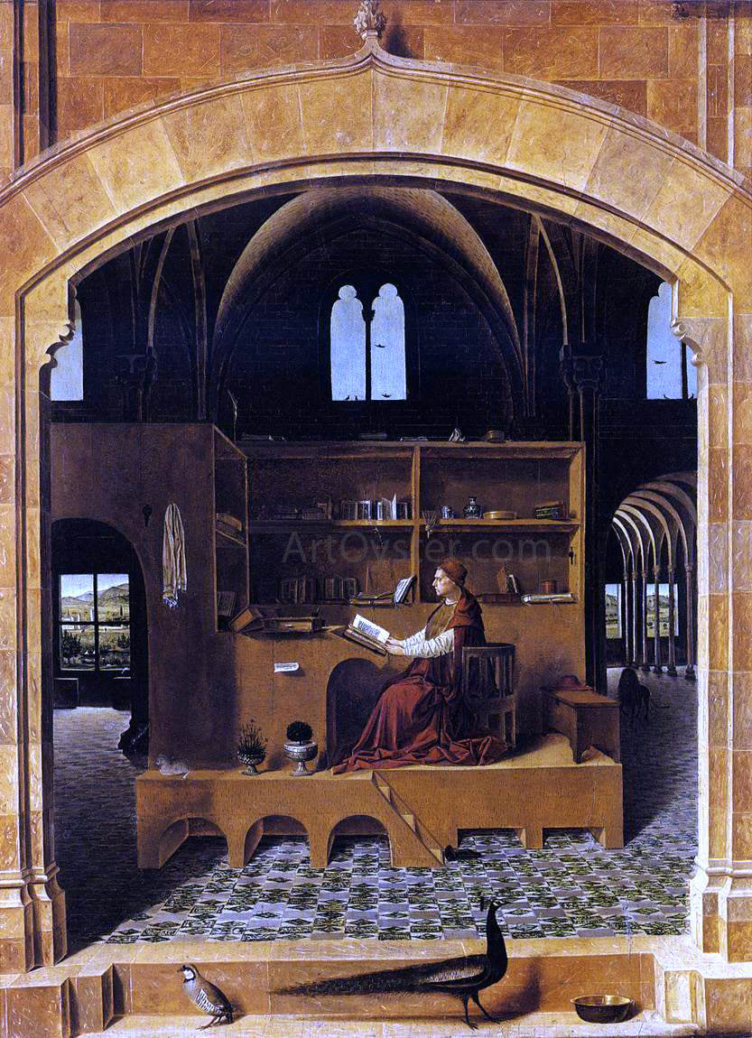 Antonello Da Messina St Jerome in his Study - Canvas Print