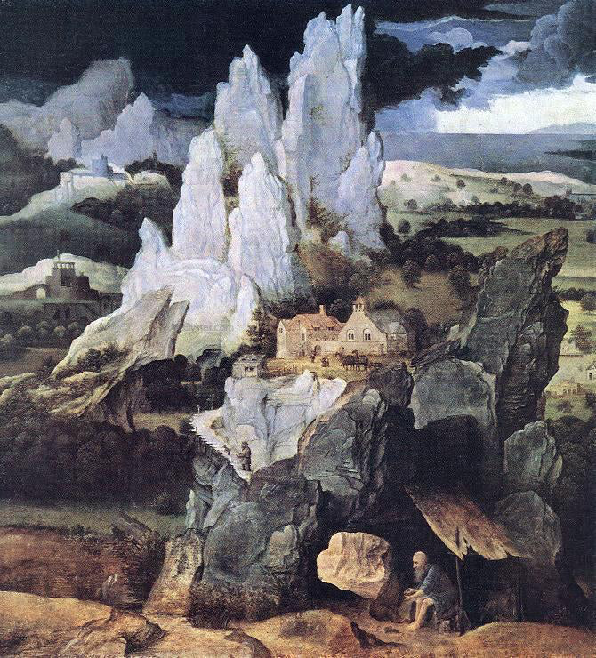Joachim Patenier St Jerome in Rocky Landscape - Canvas Print