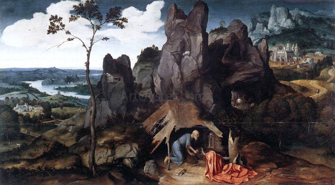 Joachim Patenier St Jerome in the Desert - Canvas Print