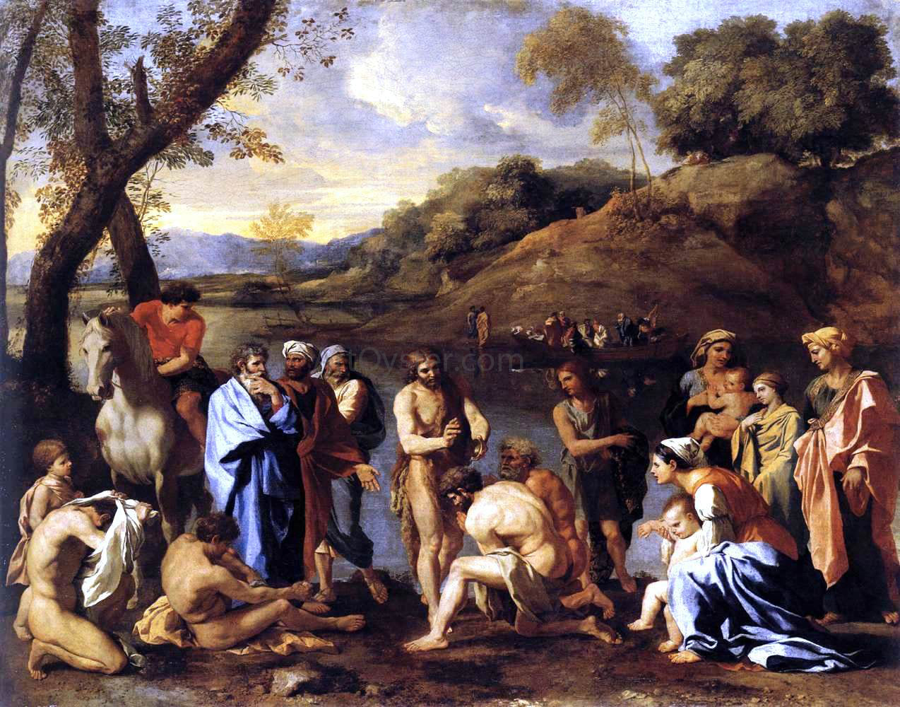 Nicolas Poussin St John the Baptist Baptizes the People - Canvas Print