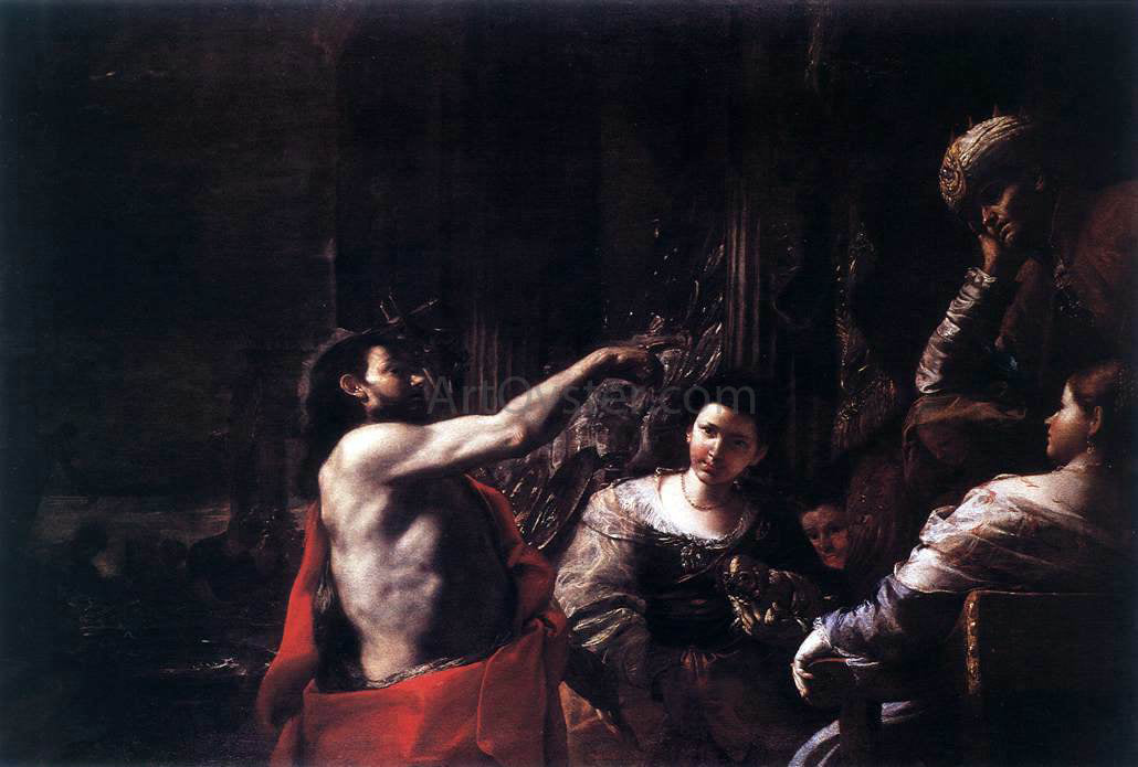 Mattia Preti St John the Baptist Before Herod - Canvas Print