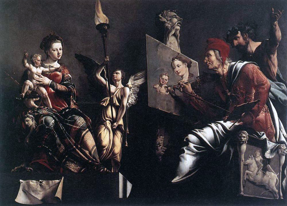 Maerten Van Heemskerck St Luke Painting the Virgin and Child - Canvas Print