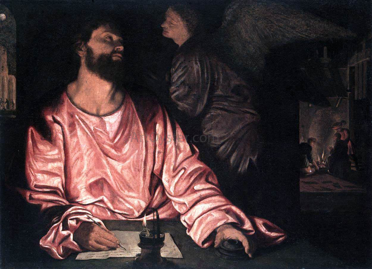 Giovanni Girolamo Savoldo St Matthew and the Angel - Canvas Print