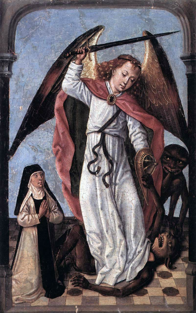 Master of the Legend of St. Ursula St Michael Fighting Demons - Canvas Print