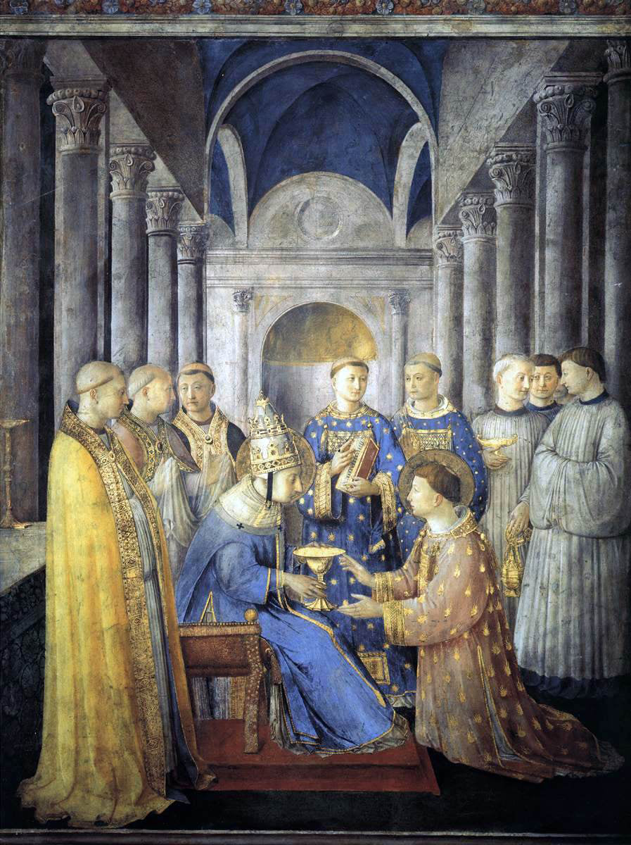 Fra Angelico St Peter Consacrates St Lawrence as Deacon (Cappella Niccolina, Palazzi Pontifici, Vatican) - Canvas Print