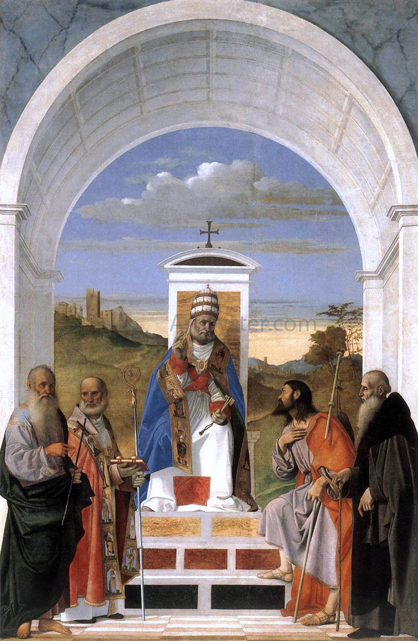Marco Basaiti St Peter Enthroned and Four Saints - Canvas Print