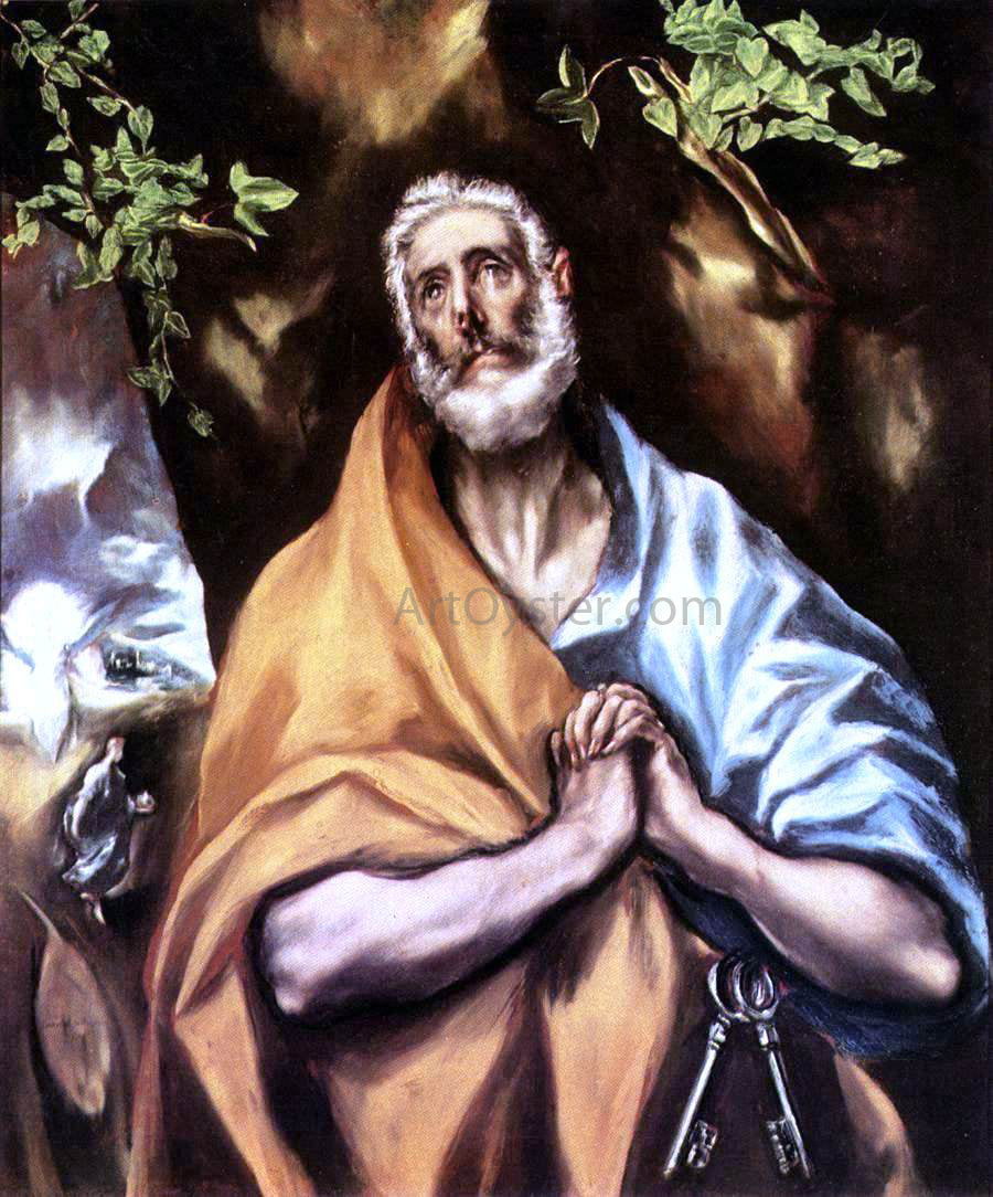 El Greco St Peter in Penitence - Canvas Print