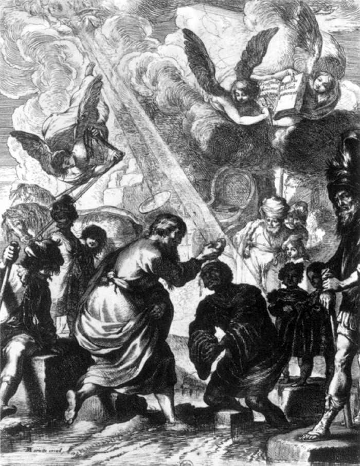 Claude Vignon St Philip Baptizing the Eunuch of Candace - Canvas Print