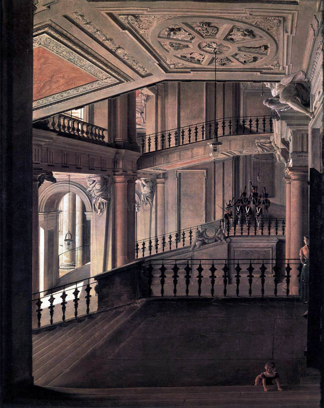 Eduard Gaertner Staircase in the Berlin Palace - Canvas Print