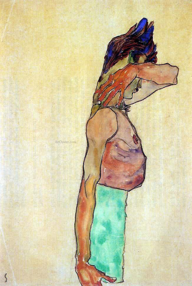 Egon Schiele Standing Male Nude - Canvas Print