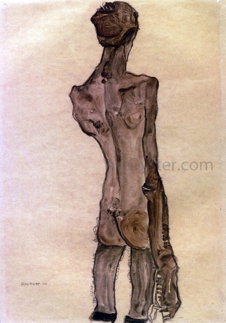 Egon Schiele Standing Male Nude, Back View - Canvas Print