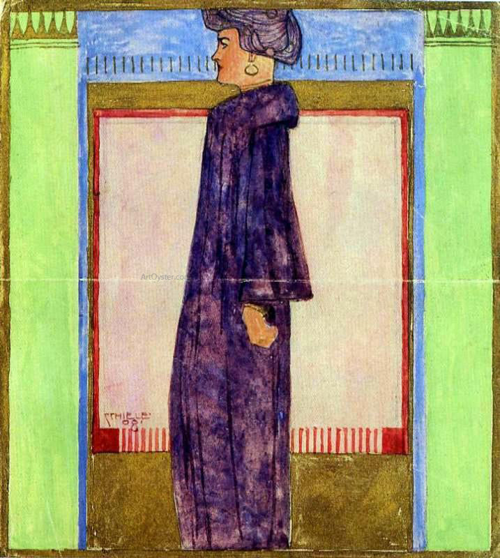 Egon Schiele Standing Woman in Profile - Canvas Print
