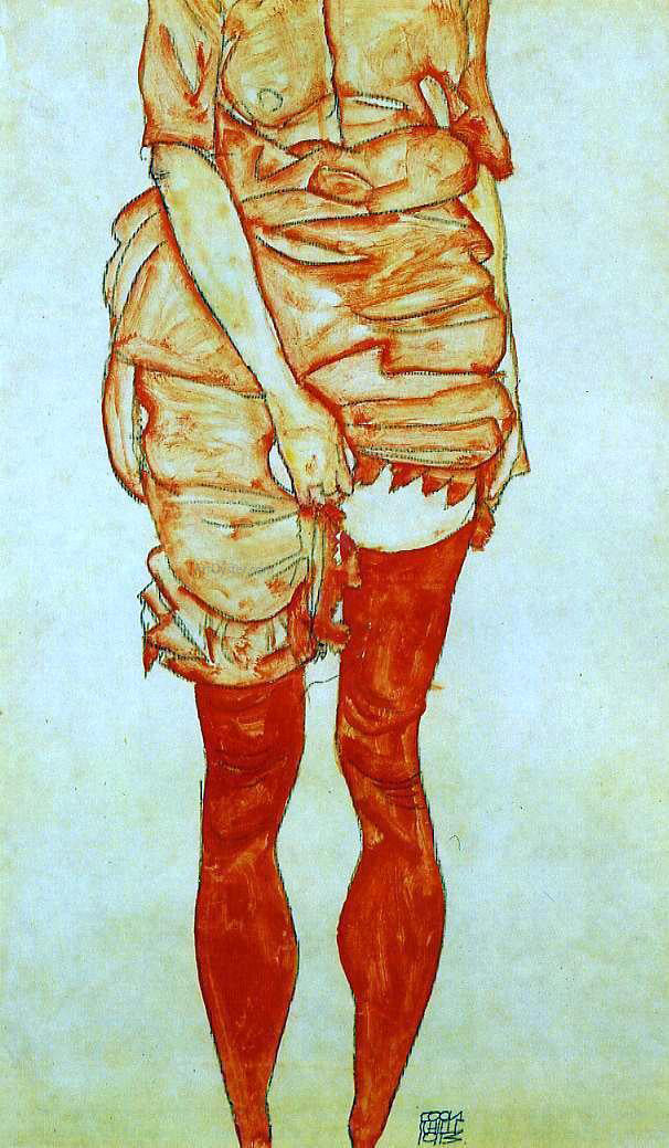Egon Schiele Standing Woman in Red - Canvas Print