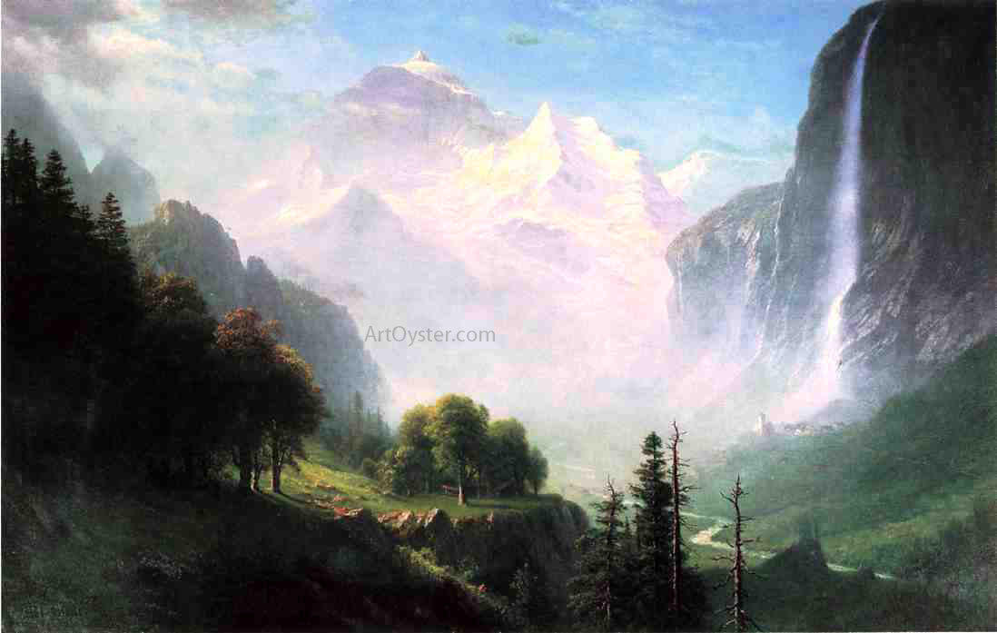 Albert Bierstadt Staubbach Falls, Near Lauterbrunnen, Switzerland - Canvas Print
