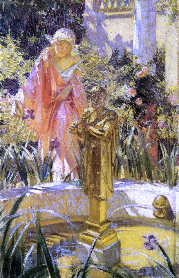 William De Leftwich Dodge Stepping in the Fountain - Canvas Print