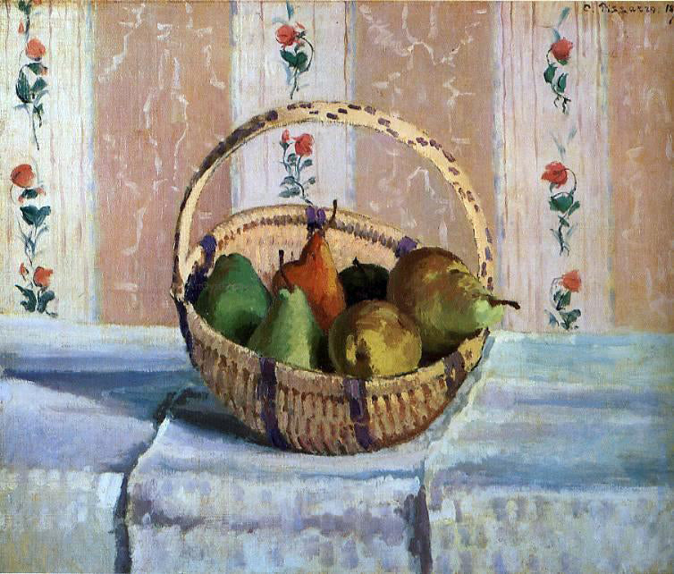 Camille Pissarro Still Life, Apples and Pears in a Round Basket - Canvas Print