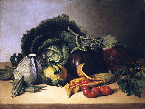 James Peale Still Life: Balsam Apple and Vegetables - Canvas Print