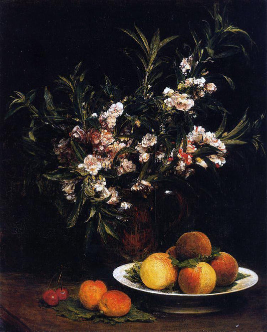 Henri Fantin-Latour Still Life: Balsimines, Peaches and Apricots - Canvas Print