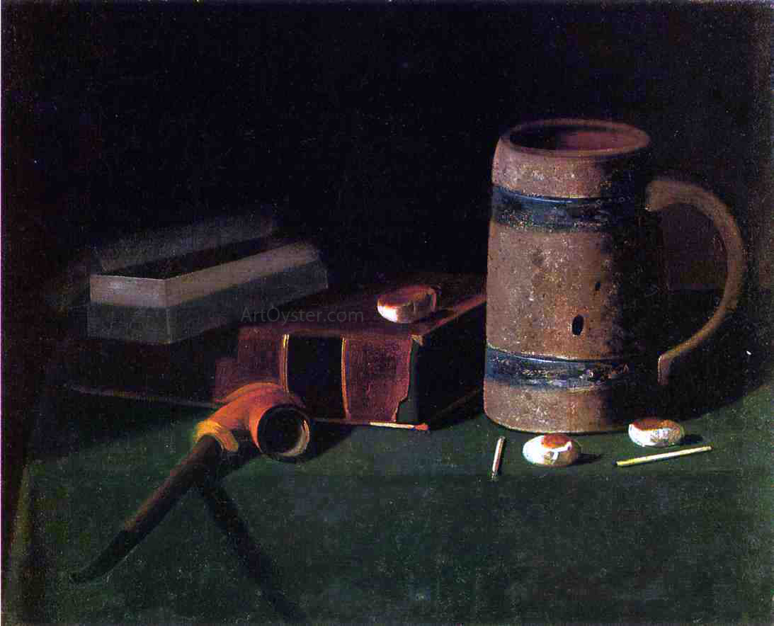 John Frederick Peto Still Life: Book and Mug - Canvas Print