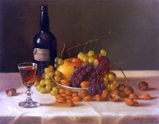 John F Francis Still Life: Fruit and Wine Glass - Canvas Print