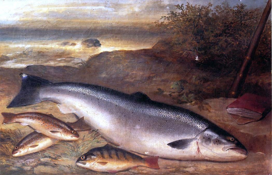 Gustave Joseph Cheret Still Life of Fish - Canvas Print