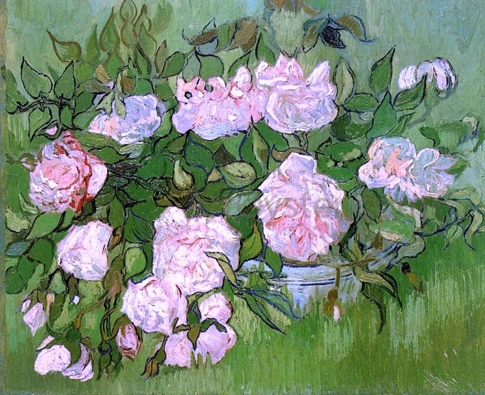 Vincent Van Gogh Still Life: Pink Roses - Canvas Print