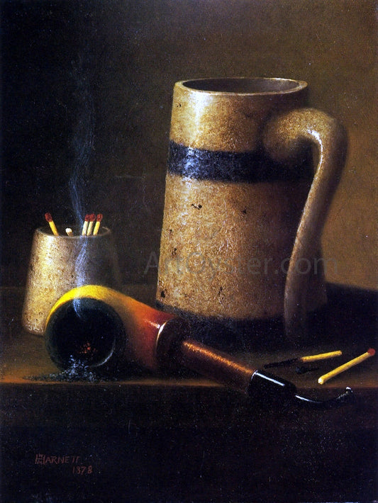 William Michael Harnett Still Life, Pipe and Mug - Canvas Print