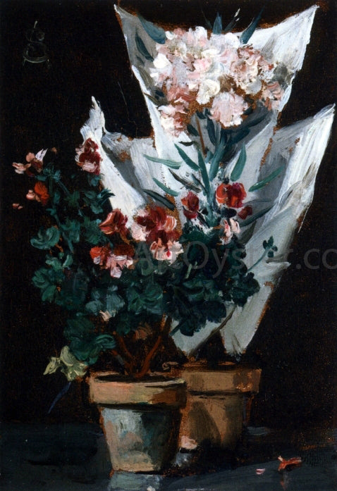 Alfred Emile Leopold Stevens Still Life wit Potted Geraniums - Canvas Print