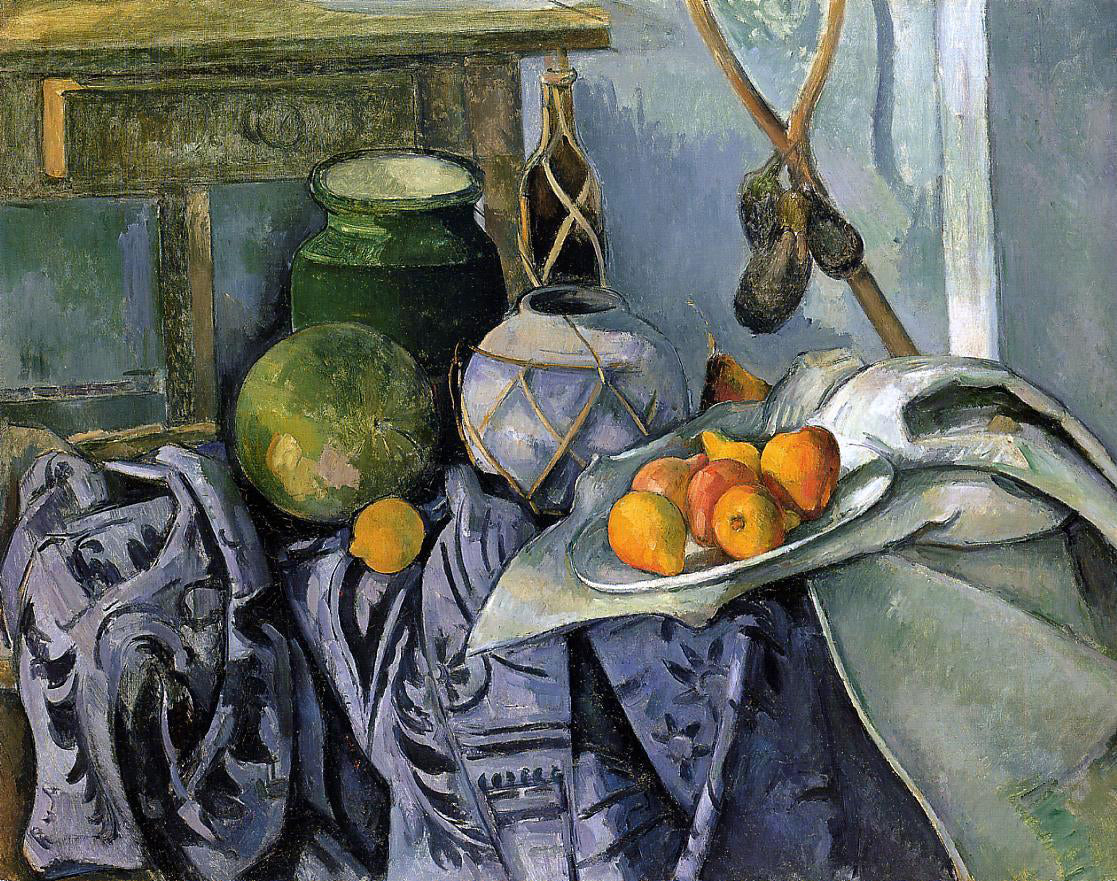 Paul Cezanne Still Life with a Ginger Jar and Eggplants - Canvas Print