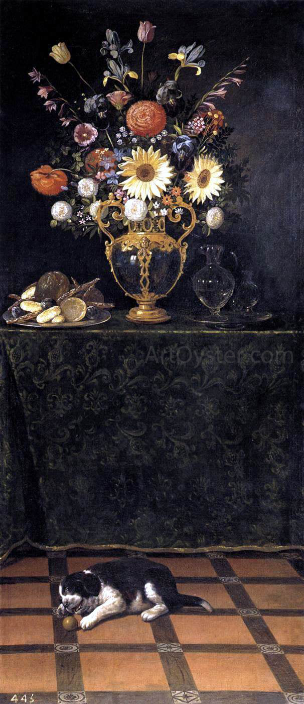 Juan Van der Hamen Still Life with a Puppy - Canvas Print