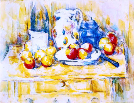 Paul Cezanne Still Life with Apples, a Bottle and a Milk Pot - Canvas Print