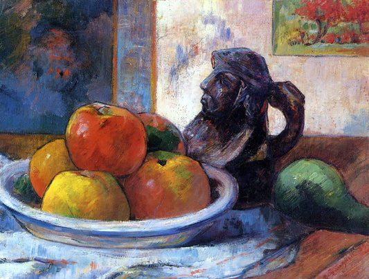 Paul Gauguin Still Life with Apples, Pear and Ceramic Portrait Jug - Canvas Print