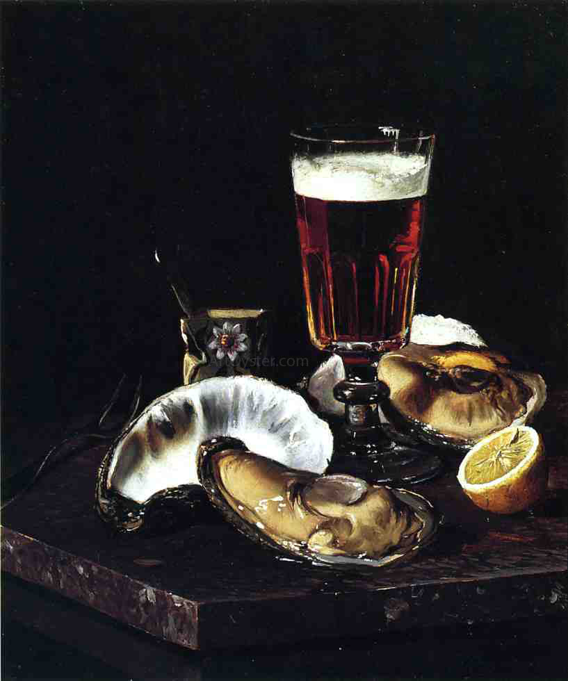 Andrew H. Way Still Life with Beer and Oysters - Canvas Print