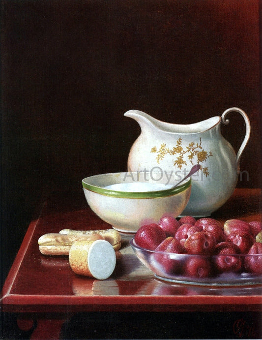 George Cope Still Life with Berries, Sugar and Cream Pitcher - Canvas Print