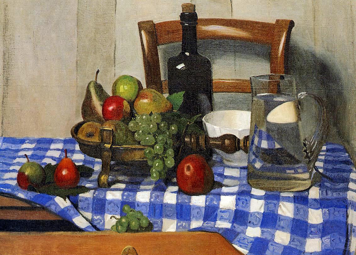 Felix Vallotton Still Life with Blue Checkered Tablecloth - Canvas Print