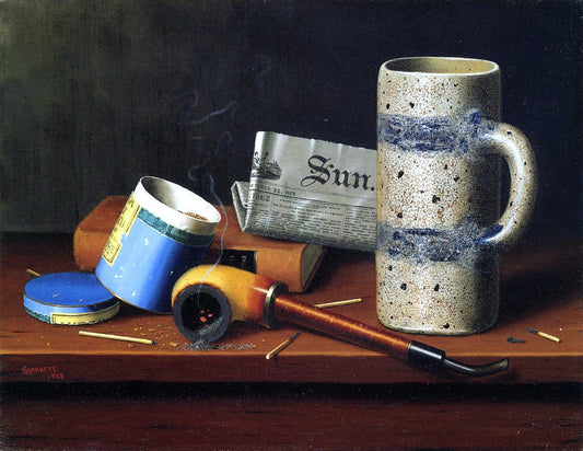 William Michael Harnett Still Life with Blue Tobacco Box - Canvas Print